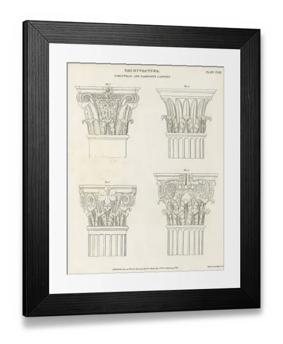 Framed Print : Corinthian and composite capitals, Greek architecture Framed Print : Corinthian and composite capitals, Greek architecture