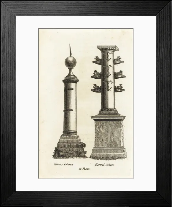 Framed Print : Miliary column and rostral column of G. Duilius, Rome Framed Print : Miliary column and rostral column of G. Duilius, Rome
