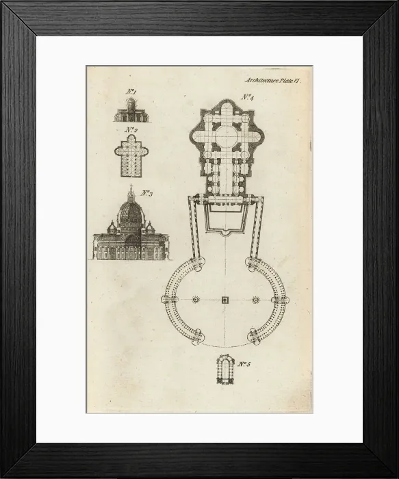 Framed Print : Section and plans of cathedrals Framed Print : Section and plans of cathedrals