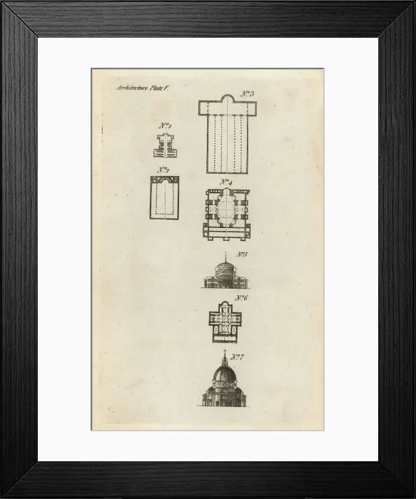 Framed Print : Plans and sections of ancient churches Framed Print : Plans and sections of ancient churches