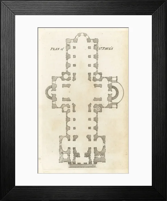Framed Print : Plan of St. Paul's Cathedral, London Framed Print : Plan of St. Paul's Cathedral, London
