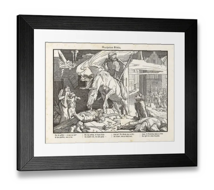 Framed Print : Death as victor riding on horseback over corpses Framed Print : Death as victor riding on horseback over corpses