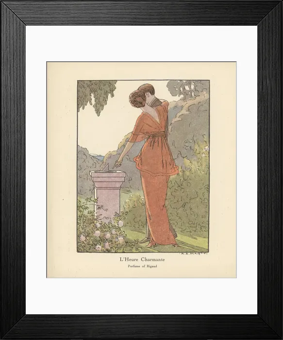 Framed Print : Promotional art for L'Heure Charmante, a Perfume of Rigaud Framed Print : Promotional art for L'Heure Charmante, a Perfume of Rigaud