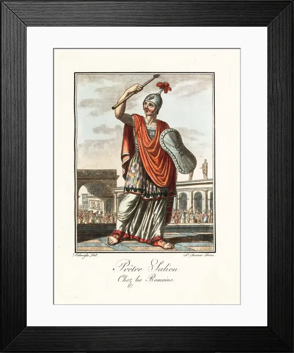 Framed Print : Salii priest in costume of an archaic warrior, ancient Rome Framed Print : Salii priest in costume of an archaic warrior, ancient Rome