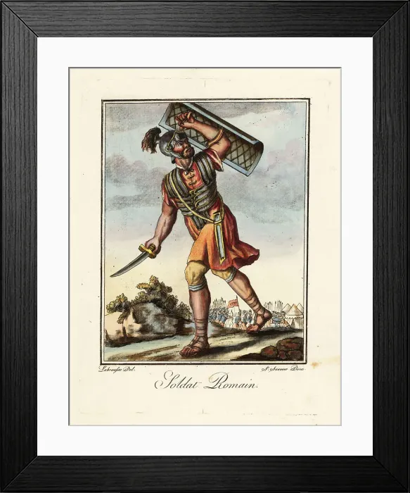 Framed Print : Roman soldier with scutum and gladius, ancient Rome Framed Print : Roman soldier with scutum and gladius, ancient Rome