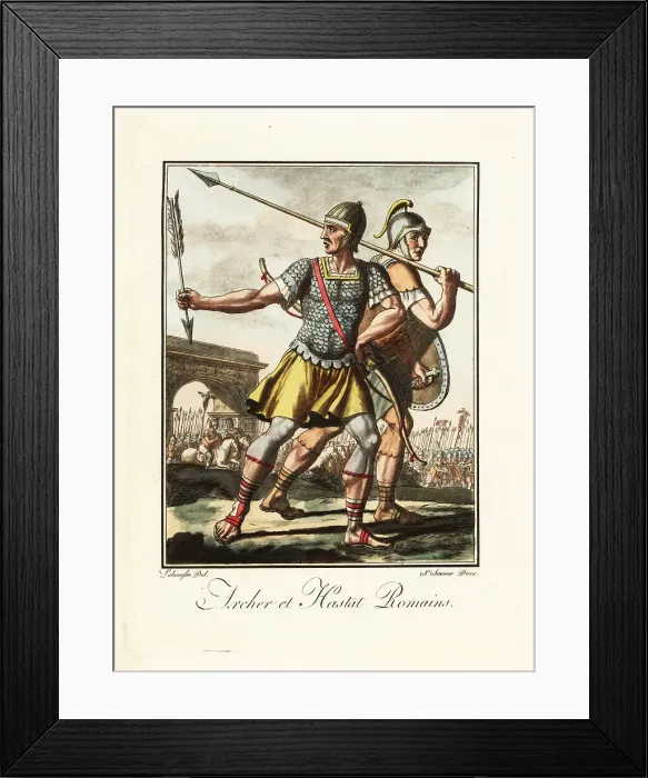 Framed Print : Roman archer and spearman, ancient Rome Framed Print : Roman archer and spearman, ancient Rome