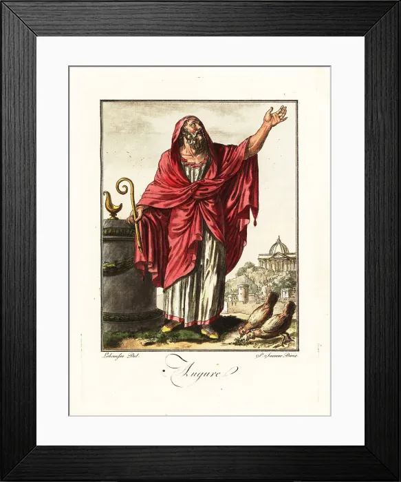 Framed Print : Augur performing ex tripudiis ritual, ancient Rome