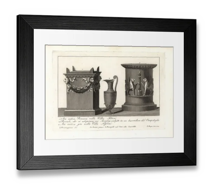 Framed Print : Ancient Roman altars and pitcher used in sacrifices Framed Print : Ancient Roman altars and pitcher used in sacrifices