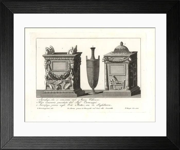 Framed Print : Roman sarcophagi and funeral vase Framed Print : Roman sarcophagi and funeral vase