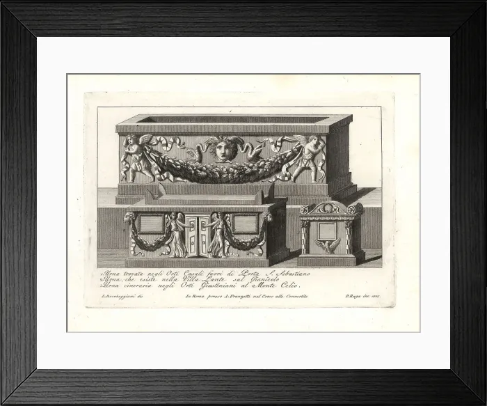 Framed Print : Roman urns and funeral urn Framed Print : Roman urns and funeral urn