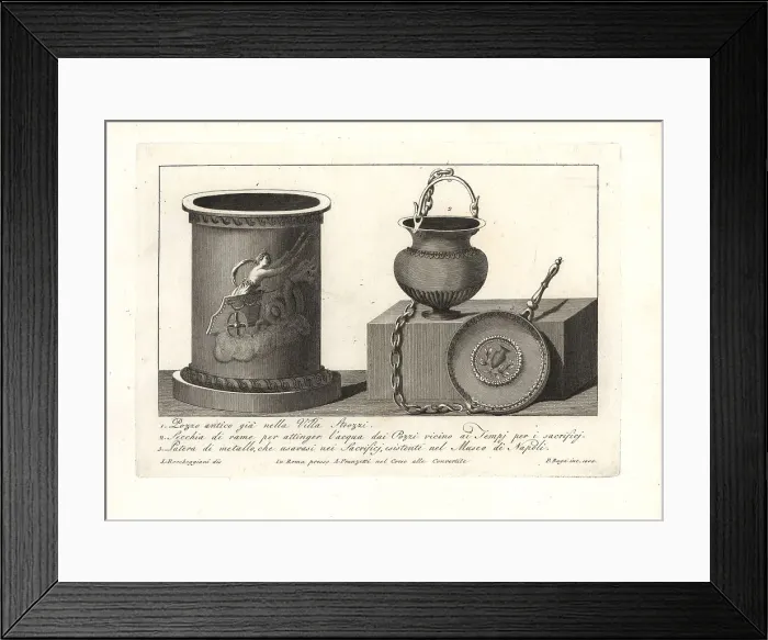 Framed Print : Ancient Roman well, copper bucket and patera Framed Print : Ancient Roman well, copper bucket and patera