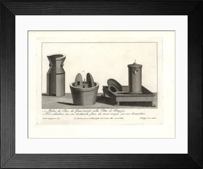 Framed Print : Roman mills for olives and grain, with a cylindrical vase Framed Print : Roman mills for olives and grain, with a cylindrical vase
