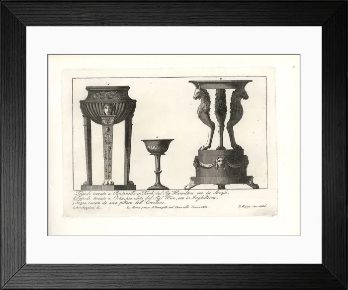 Framed Print : Ancient Roman tripods and cup