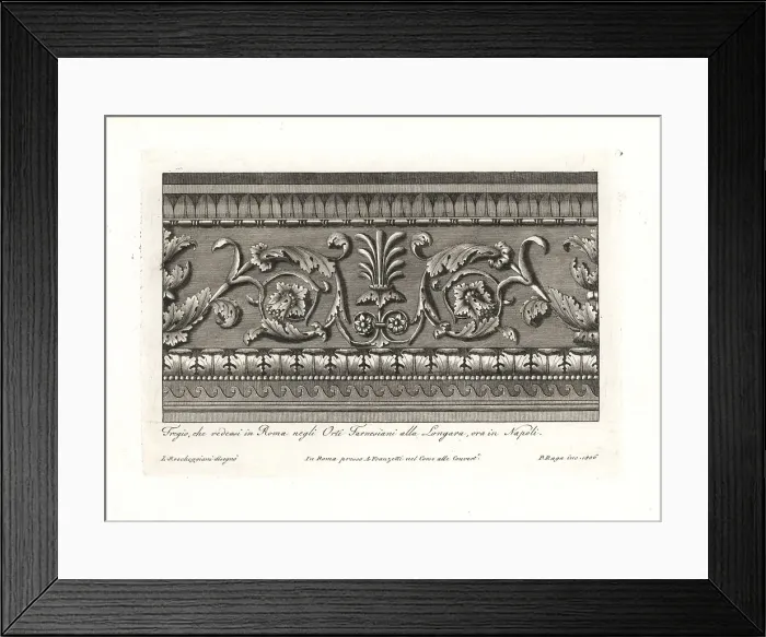 Framed Print : Frieze with decorative foliage from the Farnese Gardens, Rome Framed Print : Frieze with decorative foliage from the Farnese Gardens, Rome
