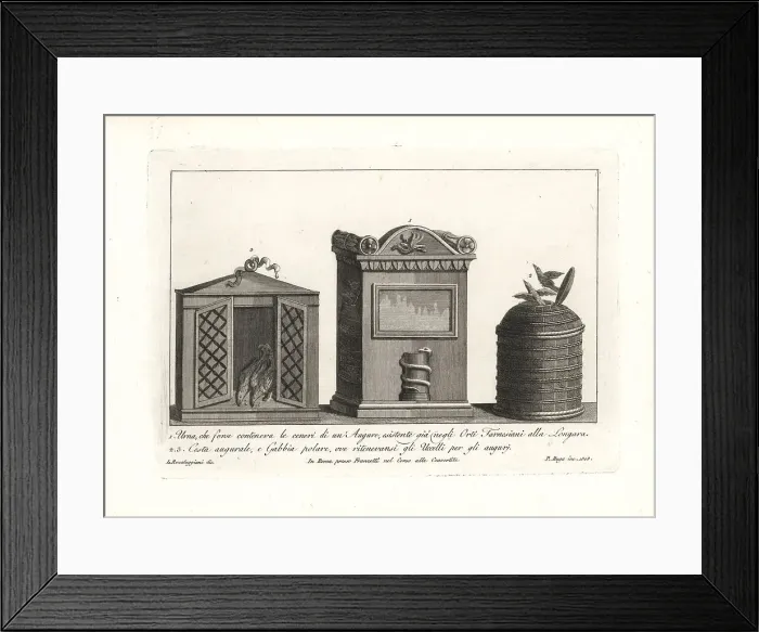 Framed Print : Roman augur's funeral urn and bird cages Framed Print : Roman augur's funeral urn and bird cages