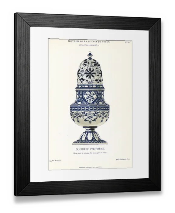 Framed Print : Pyriform sugar box in blue camaieu, festoon style, Rouen Framed Print : Pyriform sugar box in blue camaieu, festoon style, Rouen