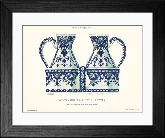 Framed Print : Cruet set in blue camaieu, festoon style, Rouen Framed Print : Cruet set in blue camaieu, festoon style, Rouen