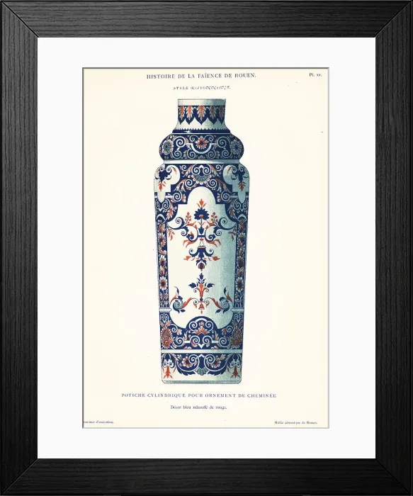 Framed Print : Cylindrical vase for a mantelpiece ornament, festoon style, Roue Framed Print : Cylindrical vase for a mantelpiece ornament, festoon style, Roue