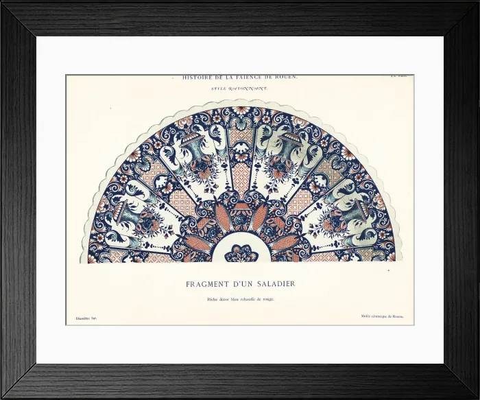 Framed Print : Part of a salad bowl in blue and red, festoon style, Rouen Framed Print : Part of a salad bowl in blue and red, festoon style, Rouen