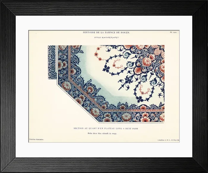 Framed Print : Quarter section of a long octagonal platter, festoon style, Roue Framed Print : Quarter section of a long octagonal platter, festoon style, Roue