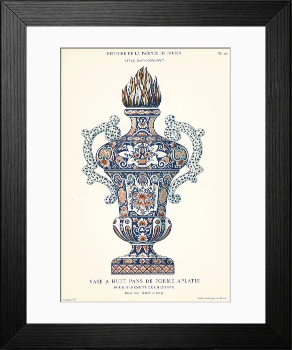 Framed Print : Vase with eight flattened sides, festoon style, Rouen Framed Print : Vase with eight flattened sides, festoon style, Rouen