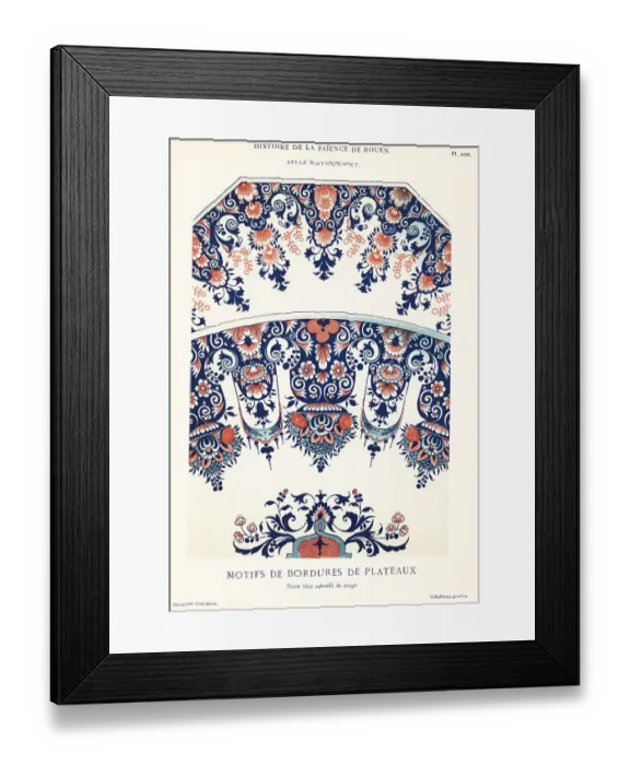 Framed Print : Platter border motifs in blue and red festoon style, Rouen Framed Print : Platter border motifs in blue and red festoon style, Rouen