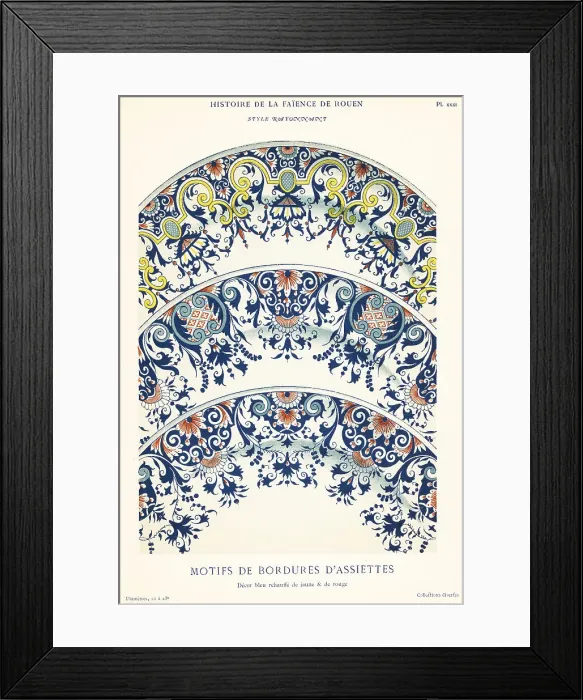 Framed Print : Plate border motifs in festoon style, Rouen Framed Print : Plate border motifs in festoon style, Rouen