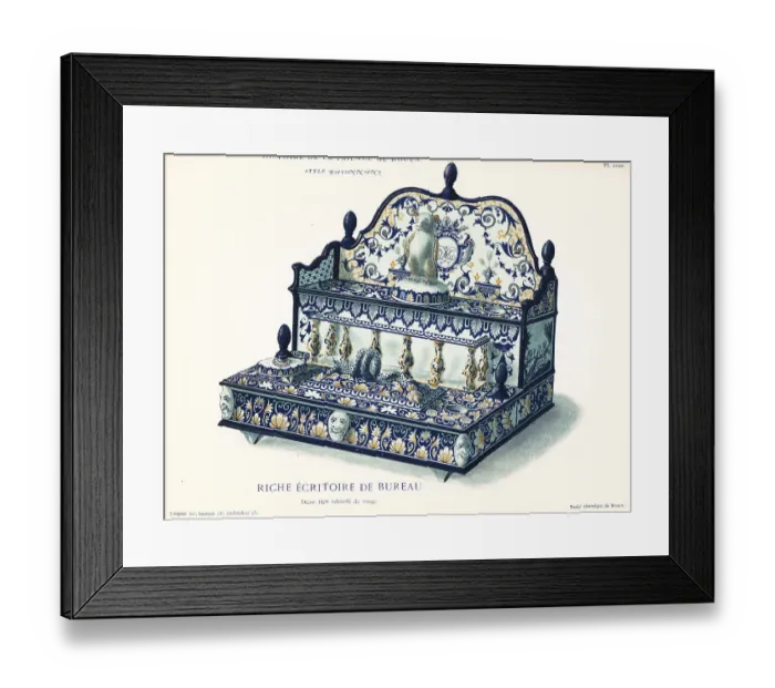 Framed Print : Porcelain ecritoire in the festoon style, Rouen