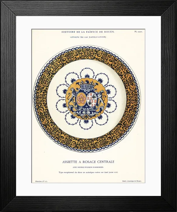 Framed Print : Round plate with coat of arms in central rosette, Rouen Framed Print : Round plate with coat of arms in central rosette, Rouen