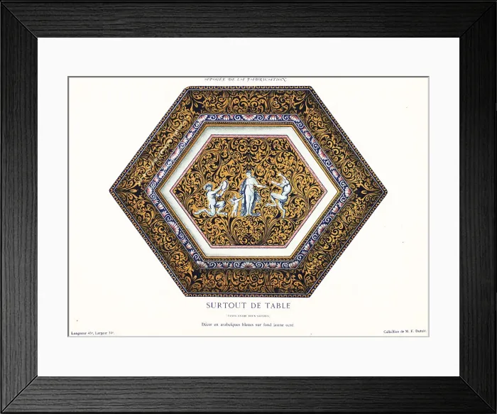 Framed Print : Hexagonal table centerpiece with Venus and satyrs, Rouen Framed Print : Hexagonal table centerpiece with Venus and satyrs, Rouen