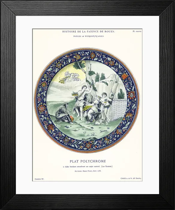 Framed Print : Polychrome plate depicting the four seasons, Rouen, 1738 Framed Print : Polychrome plate depicting the four seasons, Rouen, 1738