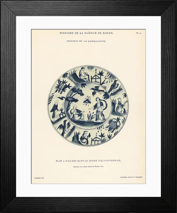 Framed Print : Plate with figures in the Italo-Nivernais style, Rouen, circa 16 Framed Print : Plate with figures in the Italo-Nivernais style, Rouen, circa 16