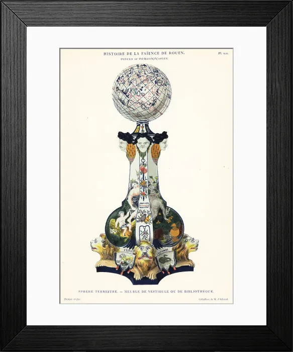 Framed Print : Terrestrial sphere, furniture for a hall or library, Rouen Framed Print : Terrestrial sphere, furniture for a hall or library, Rouen