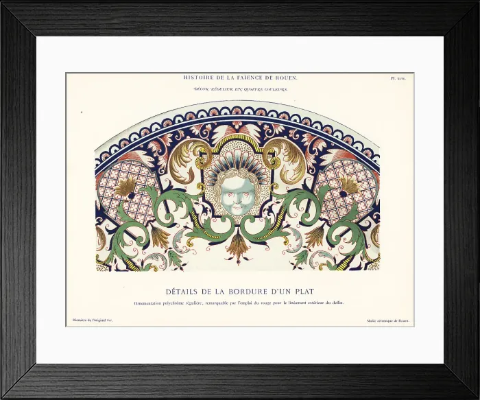 Framed Print : Details of the border of a polychrome plate, Rouen Framed Print : Details of the border of a polychrome plate, Rouen