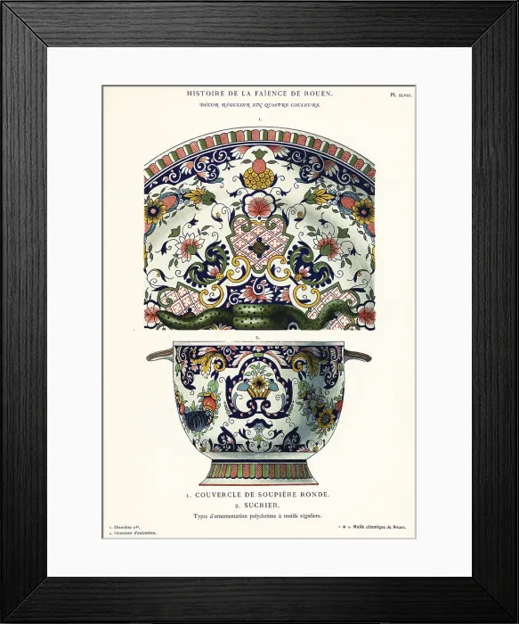 Framed Print : Soup-tureen lid and sugar box, Rouen Framed Print : Soup-tureen lid and sugar box, Rouen