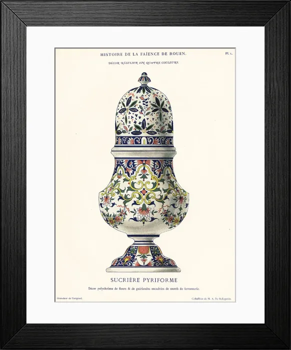 Framed Print : Pyriform sugar box with polychrome design, Rouen Framed Print : Pyriform sugar box with polychrome design, Rouen