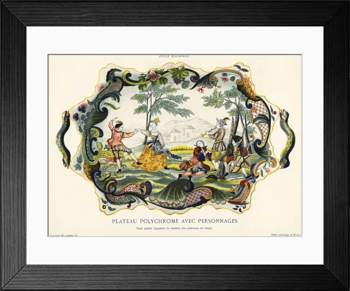 Framed Print : Platter with figures in the rockery style, Rouen Framed Print : Platter with figures in the rockery style, Rouen