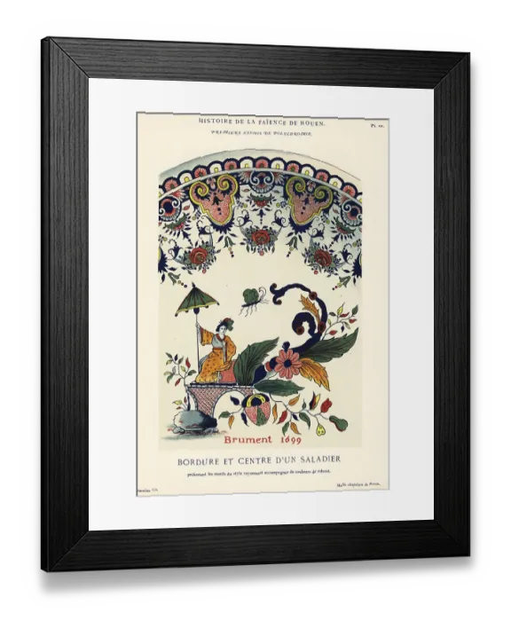 Framed Print : Salad bowl in colour festoon style, Brument, Rouen, 1699 Framed Print : Salad bowl in colour festoon style, Brument, Rouen, 1699