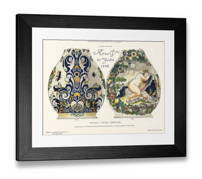 Framed Print : Pitcher (broken) with complex design, Rouen, 1708 Framed Print : Pitcher (broken) with complex design, Rouen, 1708