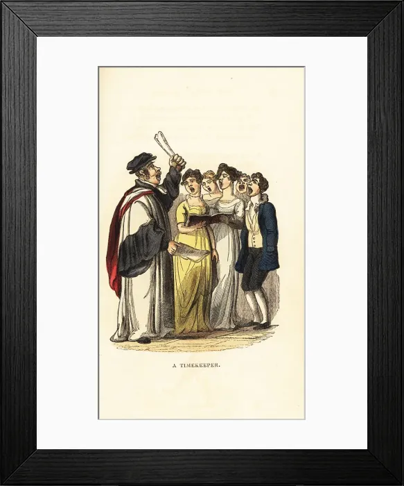 Framed Print : A choirmaster leading a choir in Georgian England Framed Print : A choirmaster leading a choir in Georgian England