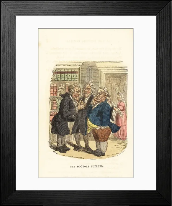 Framed Print : Three Georgian quack doctors discussing a medical case Framed Print : Three Georgian quack doctors discussing a medical case