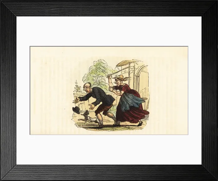 Framed Print : A virago beating a man with a stick Framed Print : A virago beating a man with a stick