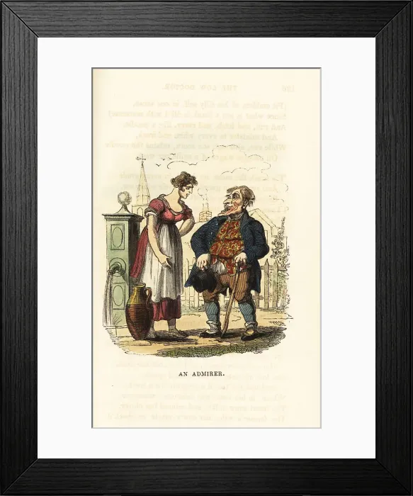 Framed Print : A milkmaid rejects a rustic admirer at the village pump Framed Print : A milkmaid rejects a rustic admirer at the village pump