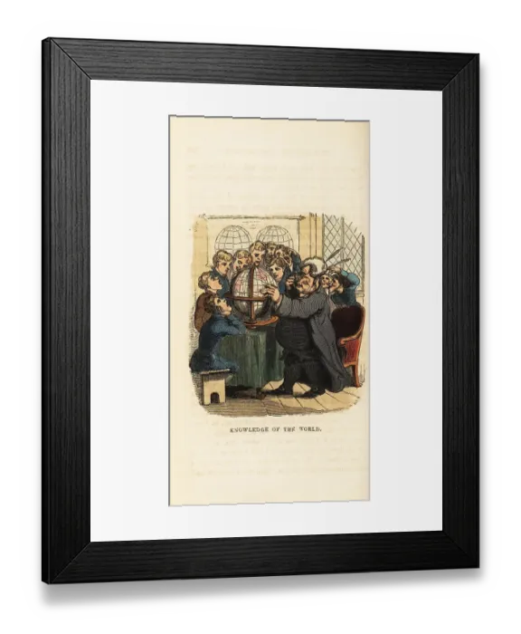 Framed Print : A charlatan tutor with his pupils looking at a globe Framed Print : A charlatan tutor with his pupils looking at a globe