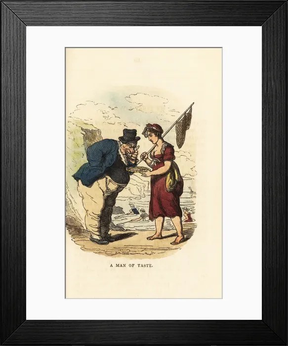 Framed Print : A fishwife selling shellfish on a Kent beach Framed Print : A fishwife selling shellfish on a Kent beach
