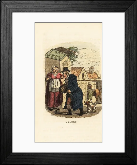 Framed Print : A Georgian commercial traveller arriving at an inn Framed Print : A Georgian commercial traveller arriving at an inn