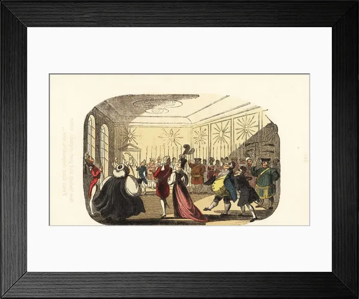 Framed Print : Georgian gentlement and ladies at an audience with the king Framed Print : Georgian gentlement and ladies at an audience with the king