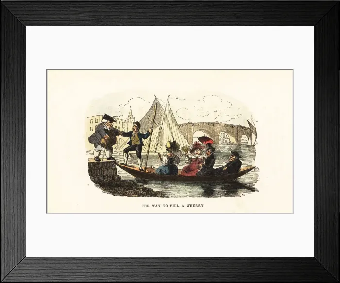 Framed Print : A wherry-man helps an obese man on to his wherry boat Framed Print : A wherry-man helps an obese man on to his wherry boat