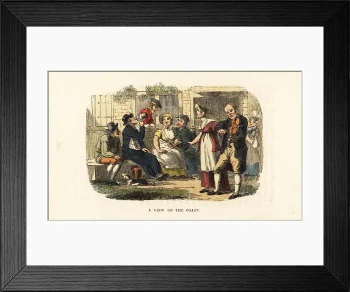 Framed Print : Drinkers and fiddler outside a village tavern, Georgian era Framed Print : Drinkers and fiddler outside a village tavern, Georgian era