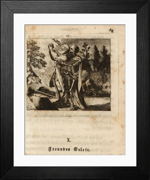 Framed Print : The skeleton of Death embraces a poor man, 18th century Framed Print : The skeleton of Death embraces a poor man, 18th century